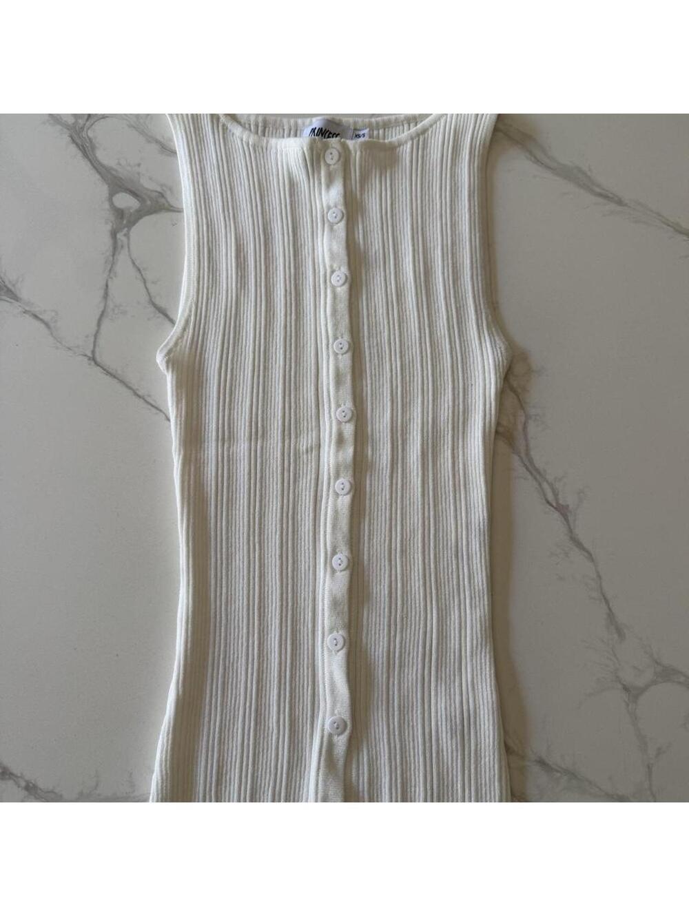 Princess Polly Women's White/Cream Ribbed Knit Tank Top XS/S